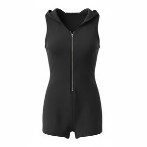Heart Hips Black Zip-Up Sleeveless Romper
